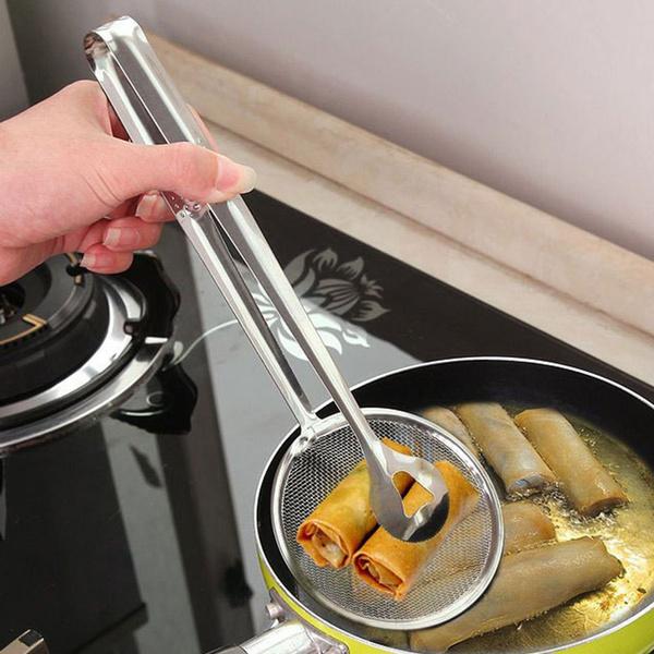 2in1 Stainless Steel Filter Spoon With Clip Food Kitchen Oil-frying Multi-functional - LootFaat