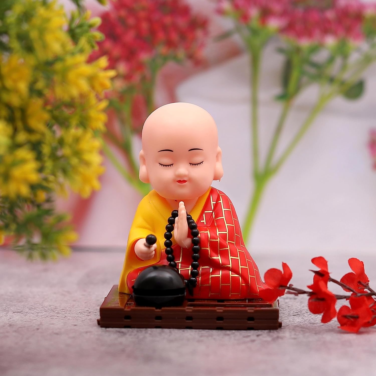 Solar Powered Sitting  Buddha Statue  Moving Head And Hand (1 Pc  Medium) - LootFaat
