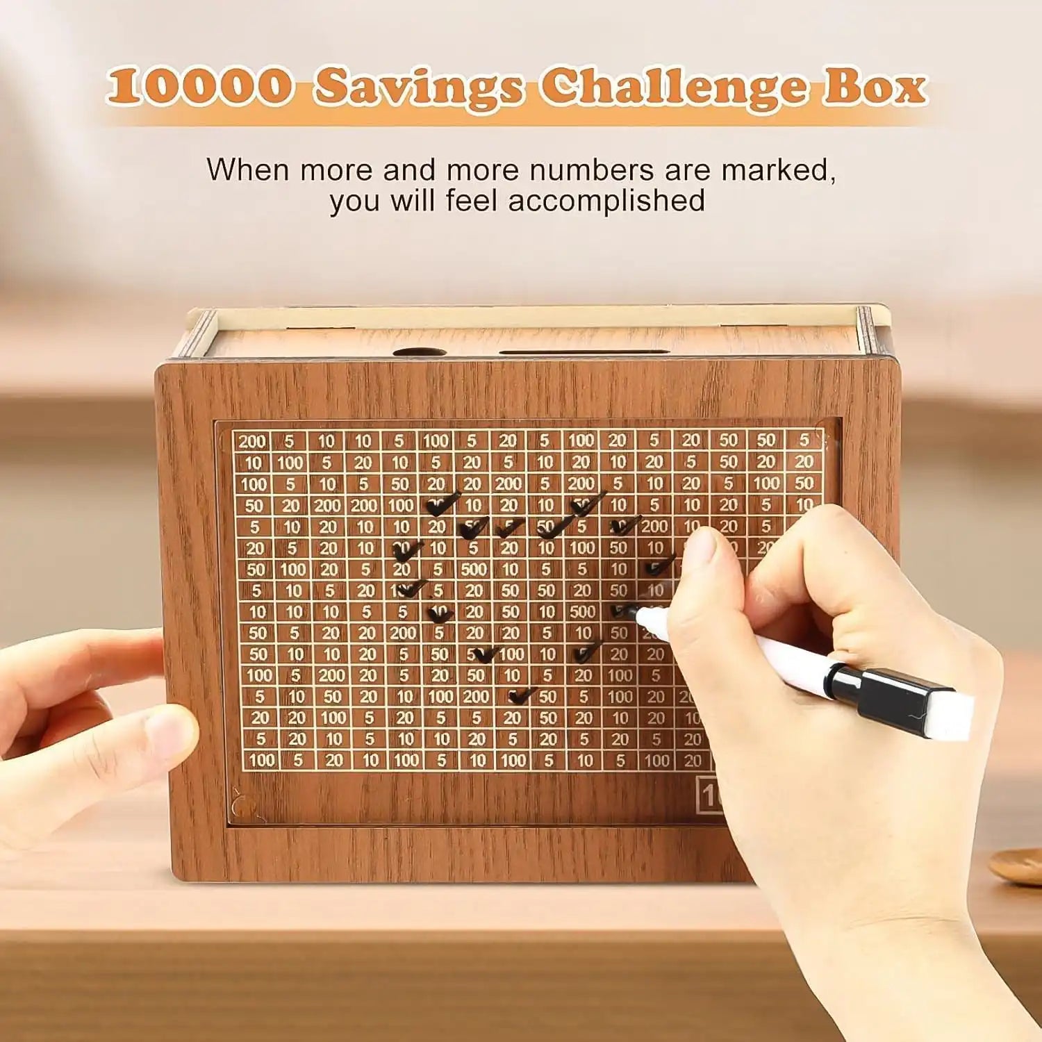 Wooden Money  Piggy Bank Money Box (1 Pc  With Marker Pen)