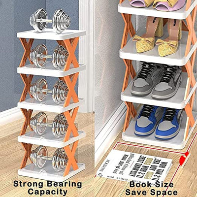 4 Layer Shoes Stand Shoe Tower Rack Suit For Small Spaces Closet Small Entryway Easy Assembly And Stable In Structure Corner Storage Cabinet For Saving Space - second image