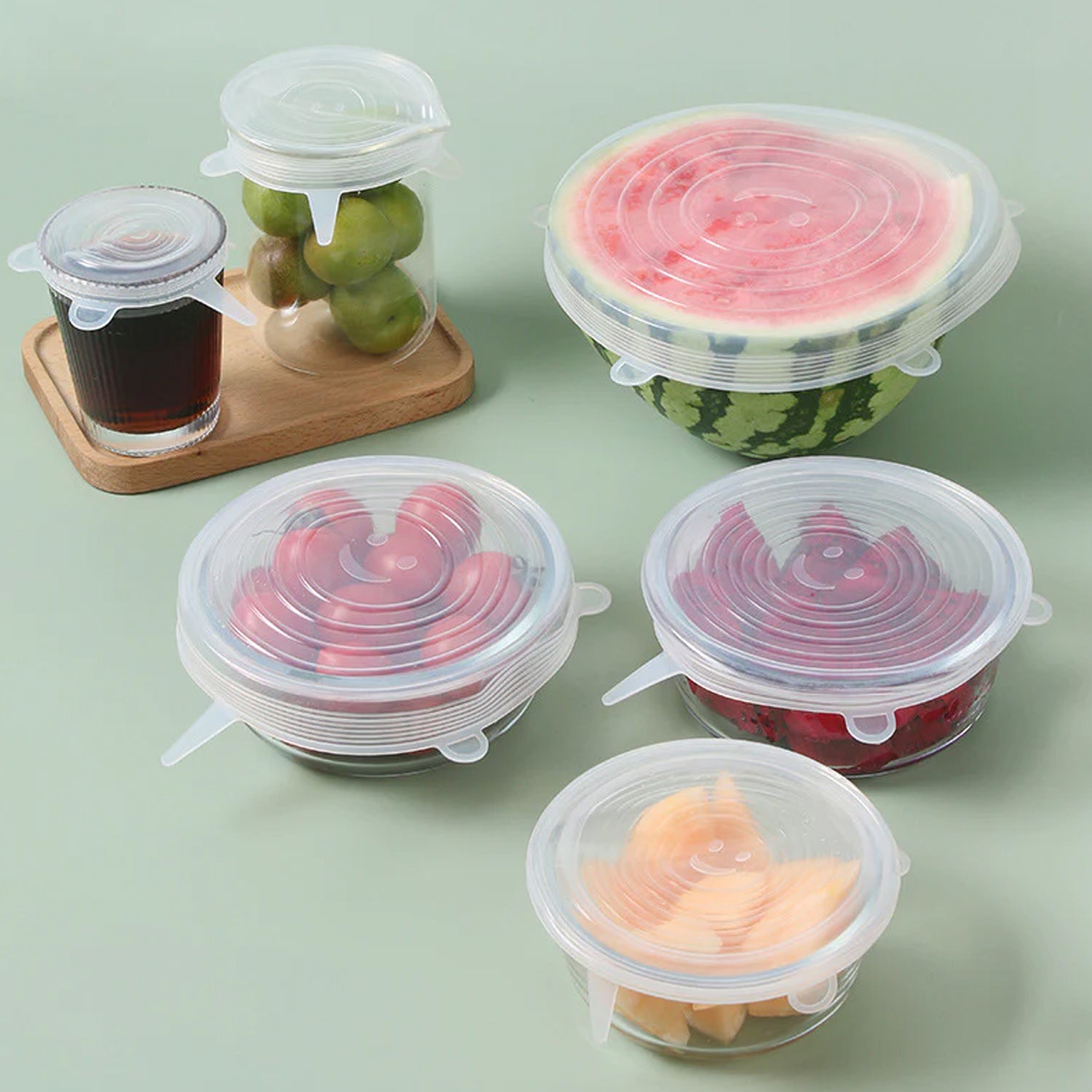 12 Peace Reusable Stretch Lids Set With 2 Storage Pouches  Flexible Food Cover Lids Home & Kitchen detail view 2