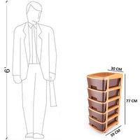 5tier Plastic Modular Drawer System For Multiple Use (Brown Colour) - LootFaat