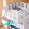 3-Layer Foldable Drawer Shelf Basket, Stackable Storage Organiser for Home