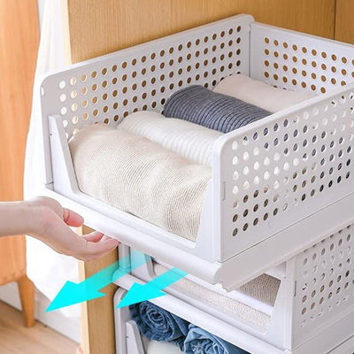 3-Layer Stackable Clothes Organizer - Foldable Closet Storage Drawers - second image