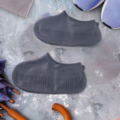 Grey Non-slip Silicone Rain Reusable Anti Skid Waterproof Fordable Boot Shoe Cover (1 Pair ) - second image