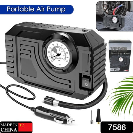 Portable Air Compressor - 12V Tire Inflator for Car, Bicycle & Inflatables with LED Light