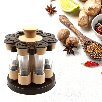 360° Revolving Spice Rack - 8 Jars, Herb & Seasoning Organizer