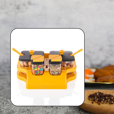 4-Piece Spice & Achar Jar Set with Spoons & Tray